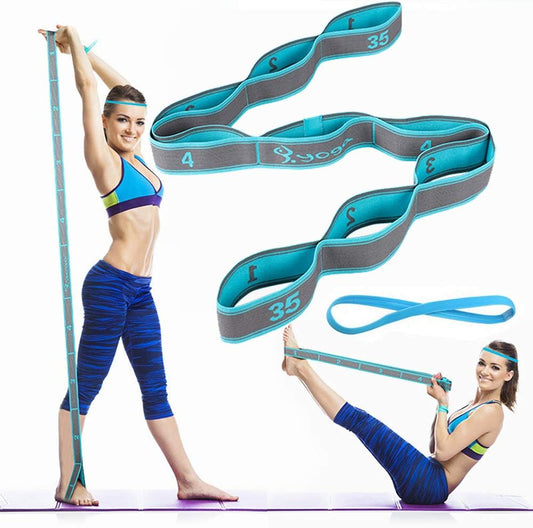 Stretch Band Strap, Elastic Exercise Stretching Band with 9 Loops for Yoga Physical Therapy Dance Workout Fitness